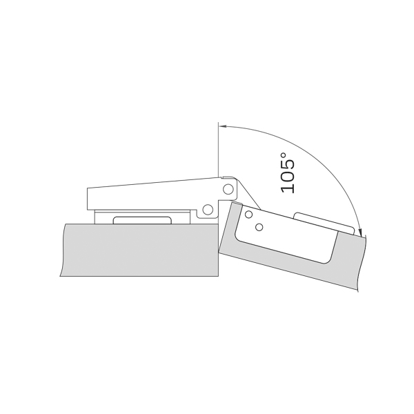      ПЕТЛЯ ДЛЯ ДВЕРЦЫ ШКАФА SOFT CLOSING (НАКЛАДНАЯ), несъемная планка, (4 отверстия) 